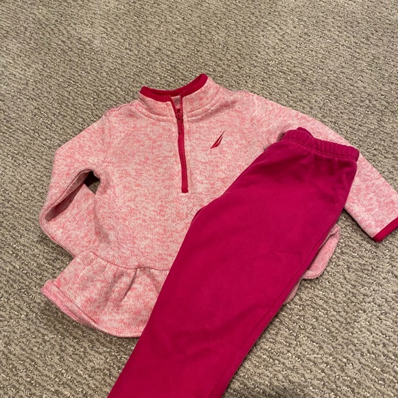 Nautica 2T Pink Quarter Zip and Pants - Picture 1 of 4
